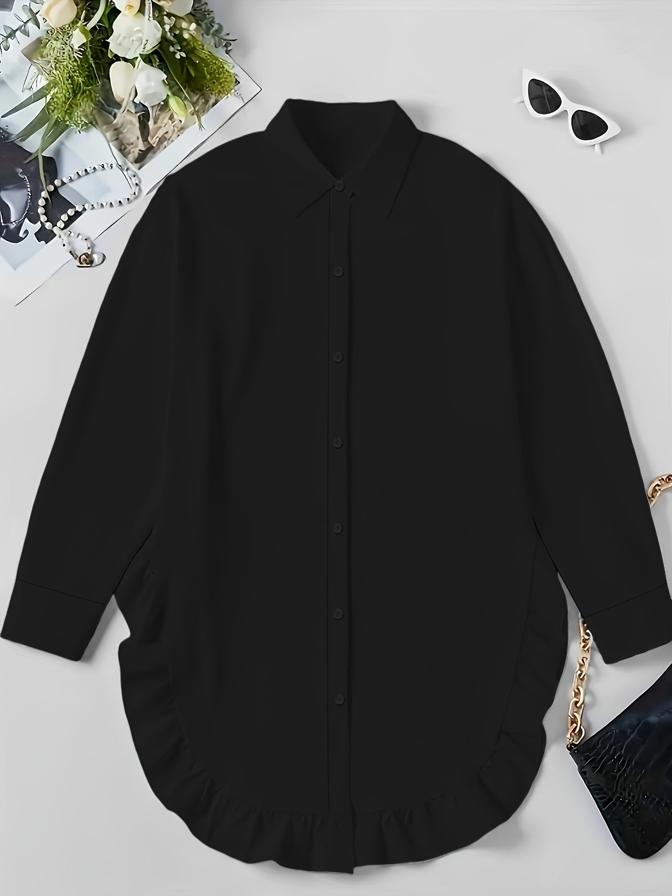 Camille Luxe Ruffle Shirt Dress