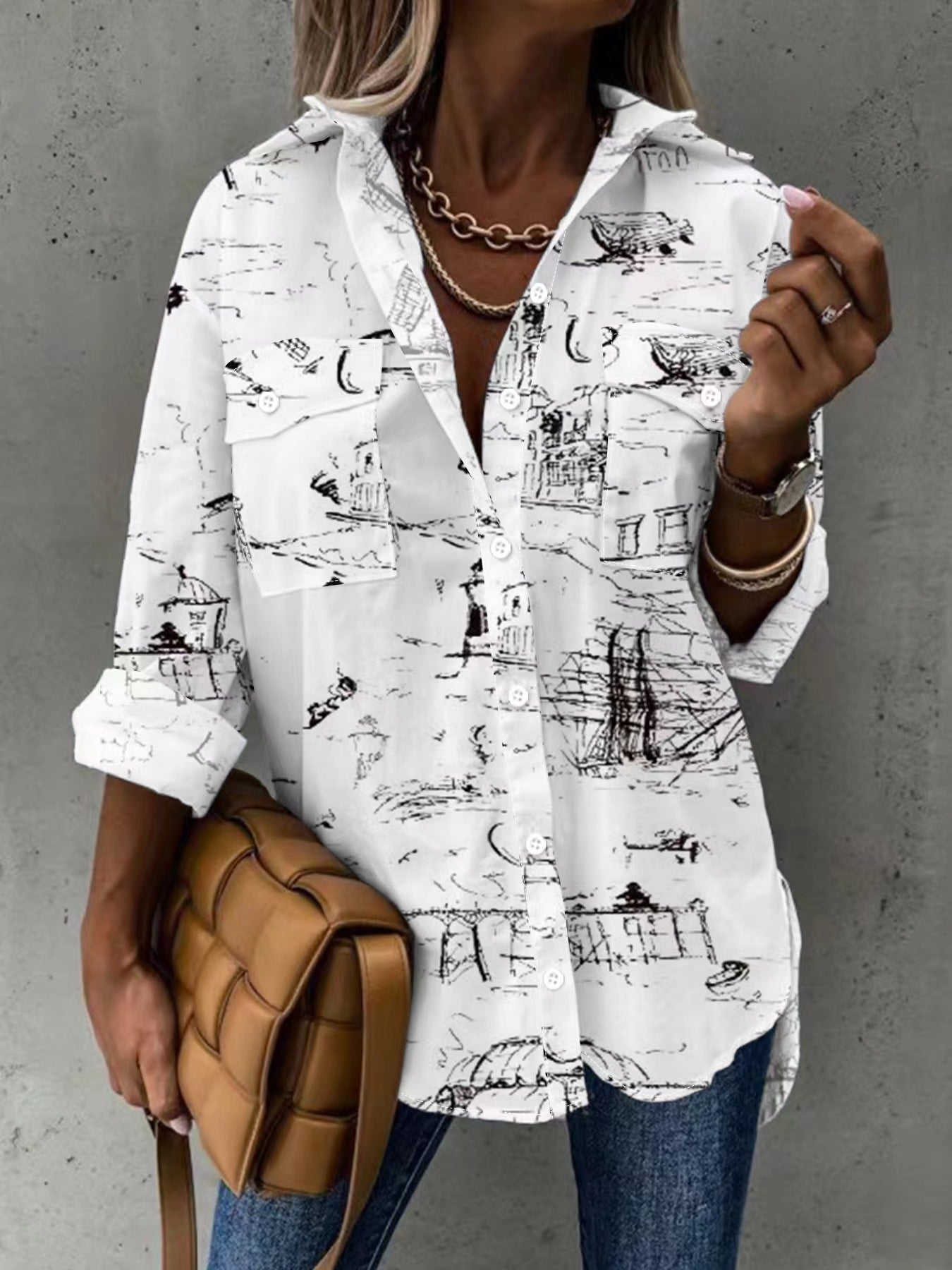 Harper Classic Sketch Button-Down Blouse