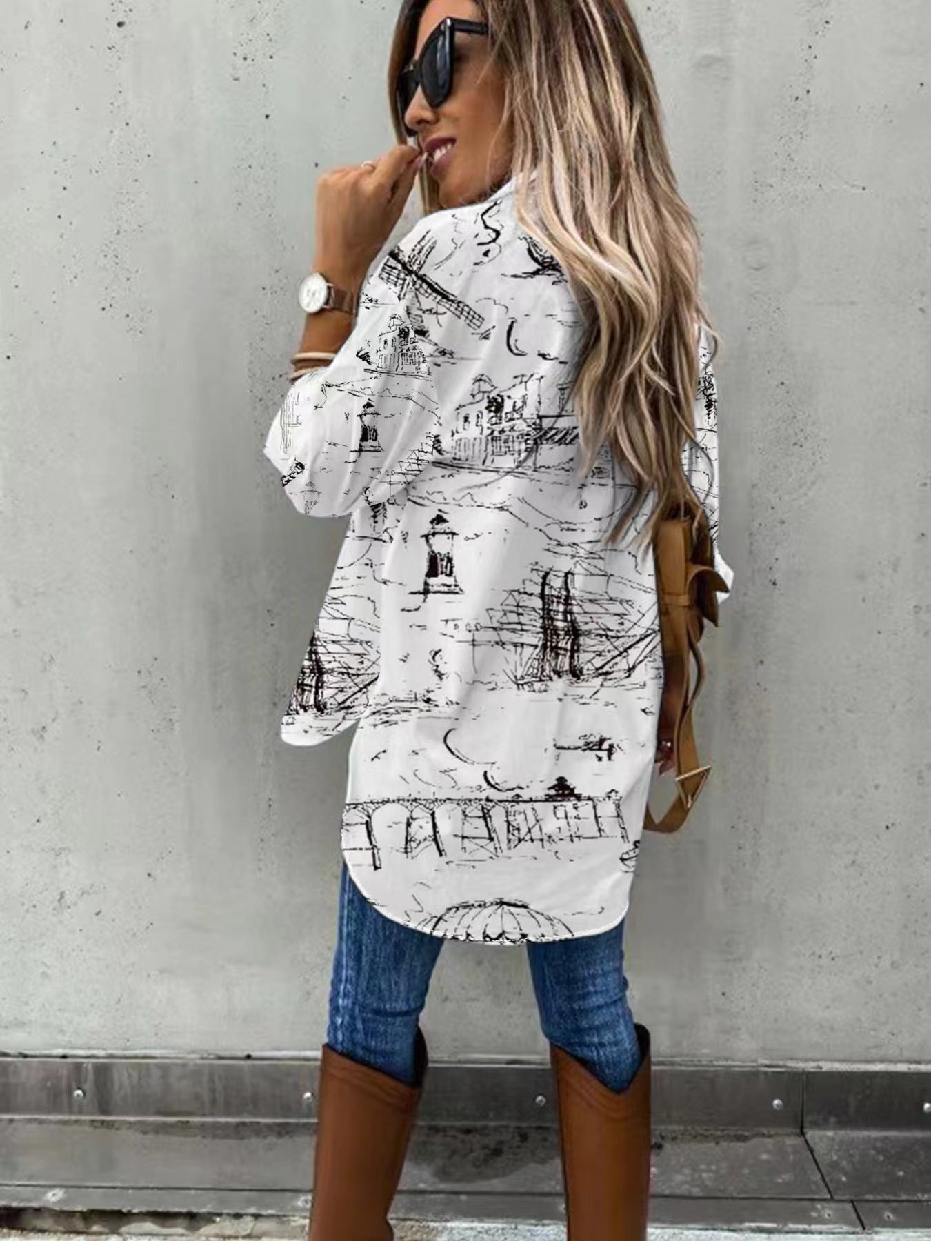 Harper Classic Sketch Button-Down Blouse