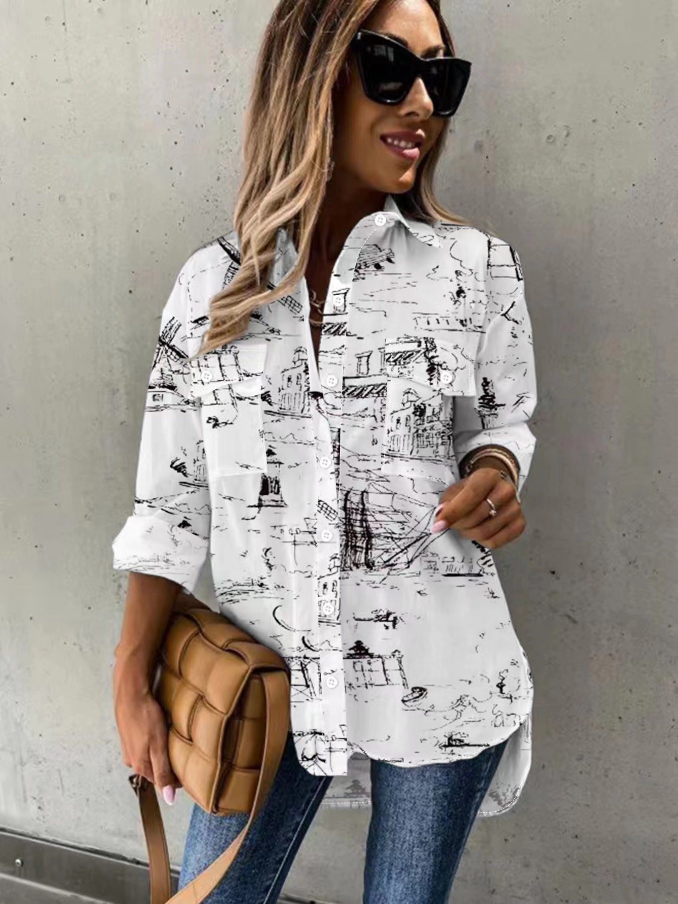 Harper Classic Sketch Button-Down Blouse