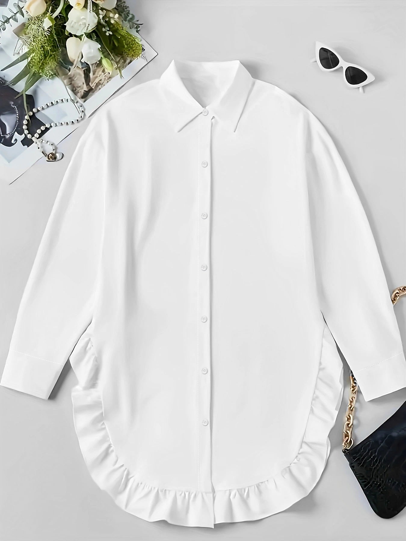 Camille Luxe Ruffle Shirt Dress