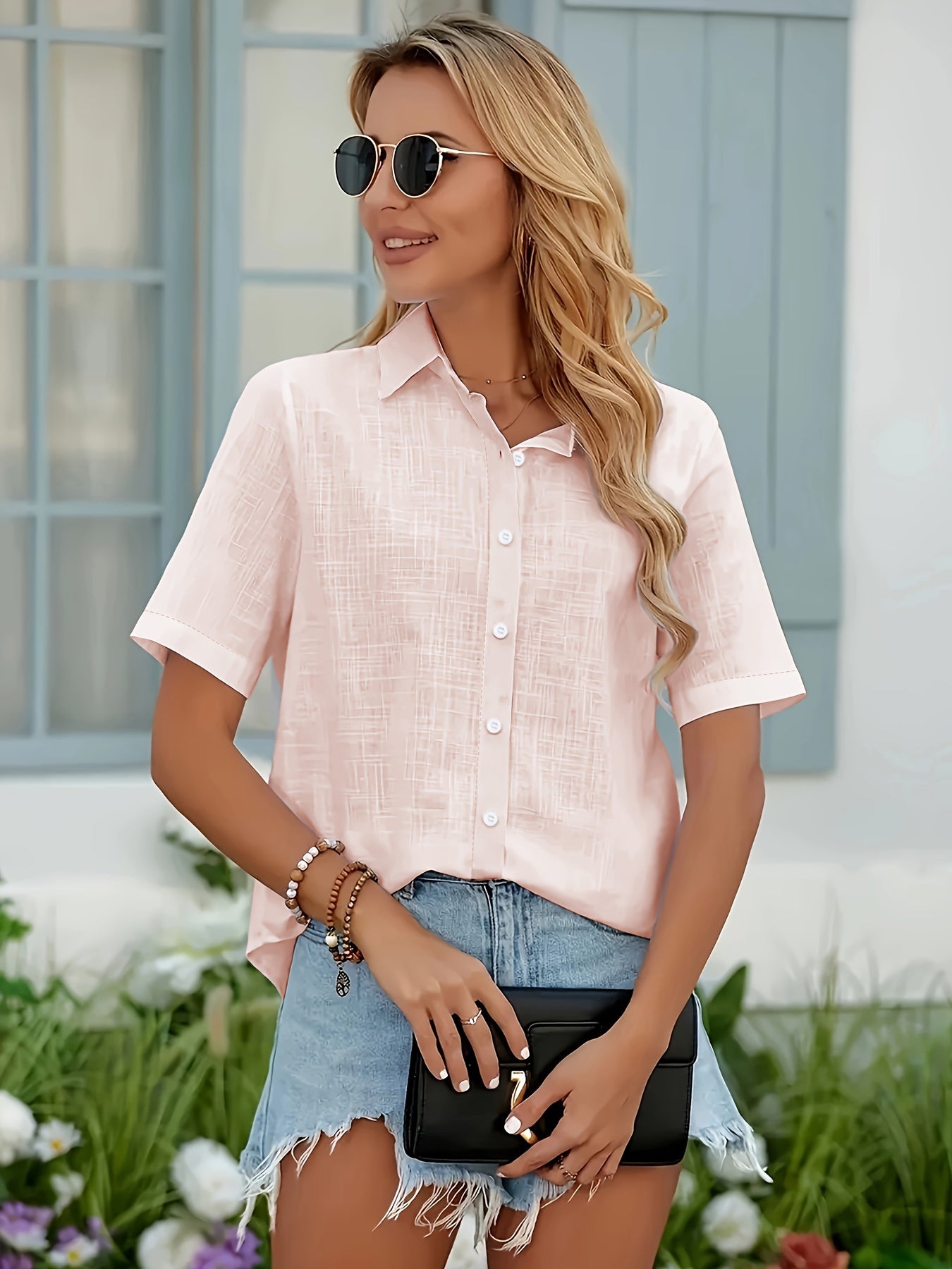 Harper Classic Coastal Button-Down Blouse