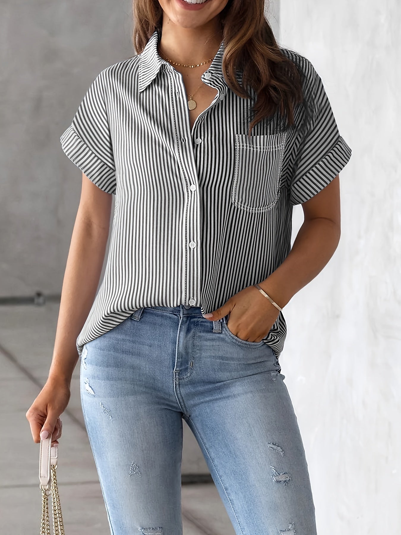 Harper Delilah Stripe Short Sleeve Blouse