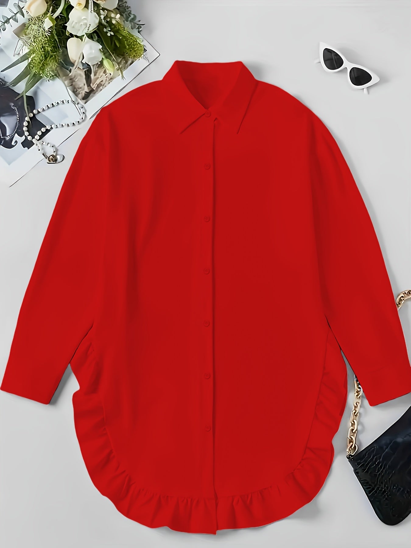 Camille Luxe Ruffle Shirt Dress