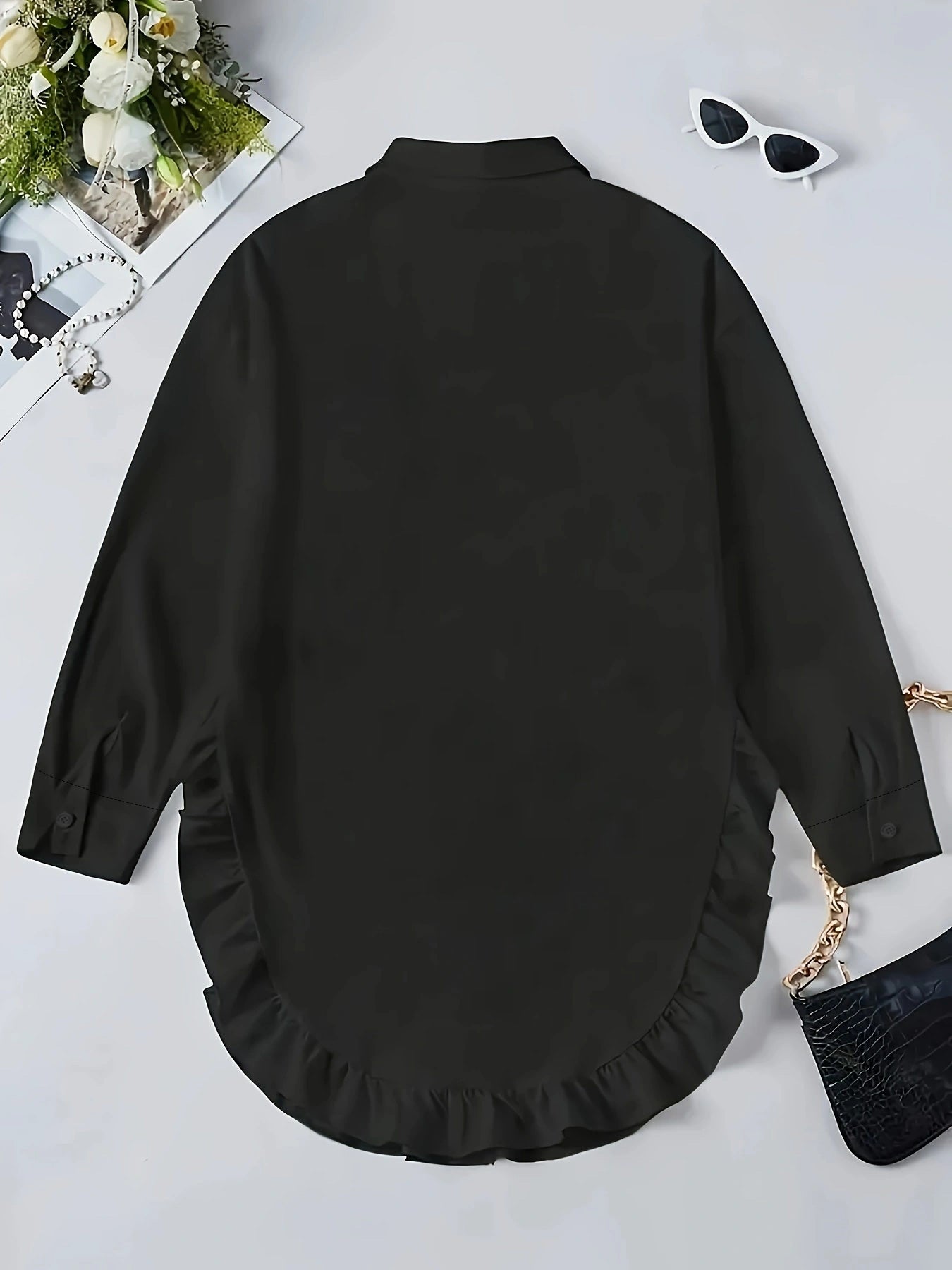 Camille Luxe Ruffle Shirt Dress