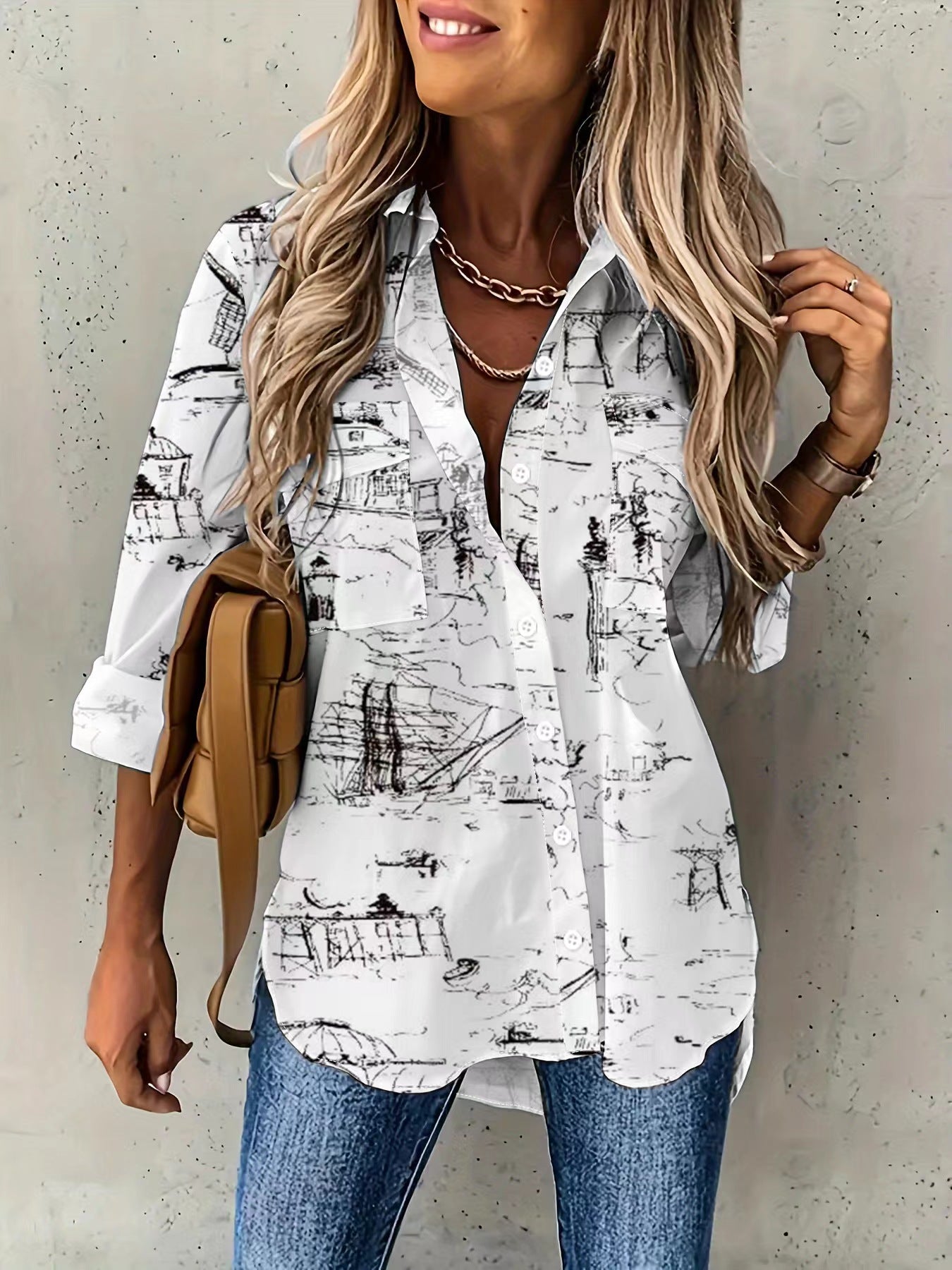 Harper Classic Sketch Button-Down Blouse