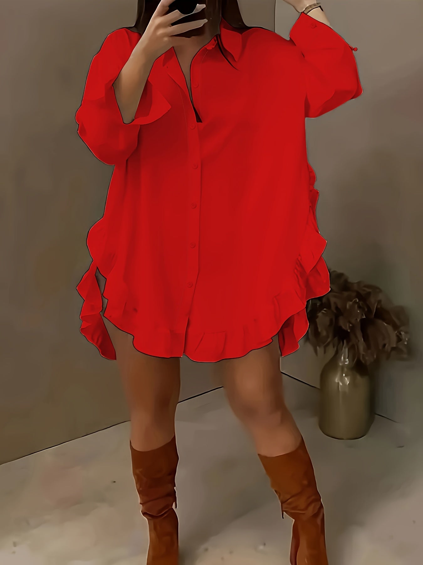 Camille Luxe Ruffle Shirt Dress